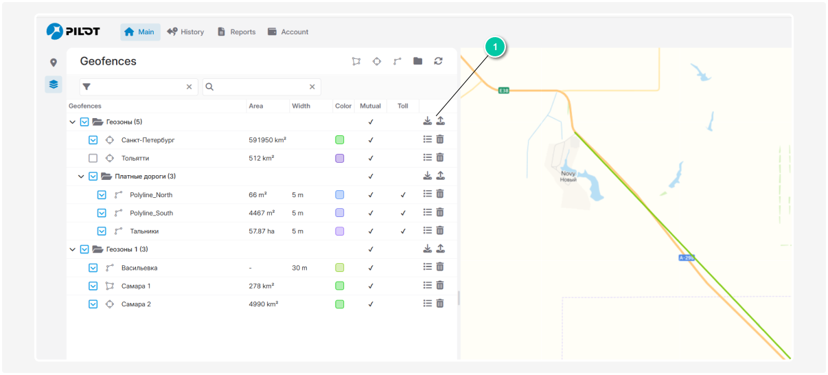 5.8.11.4. Importing and exporting geofences in KML format