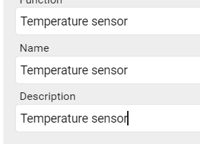 1. Function name and Description of the sensor